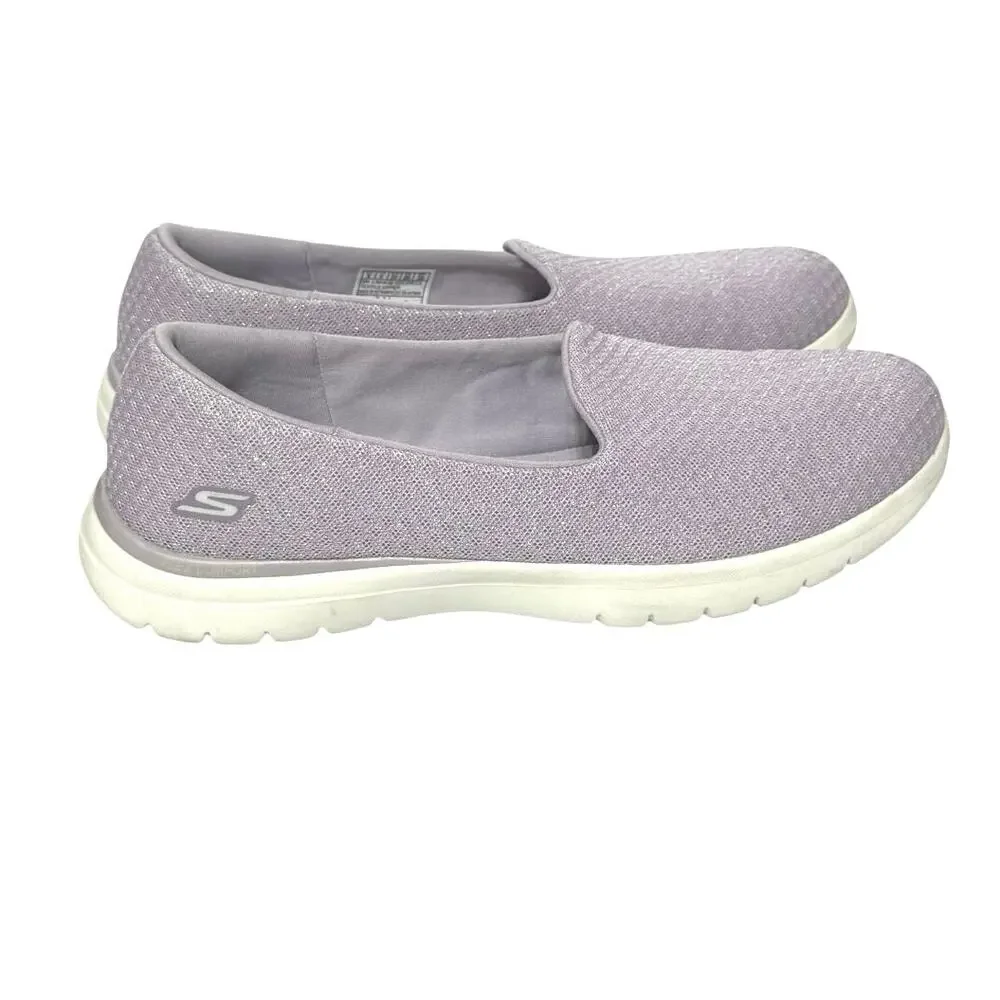 Skechers Women’s Size 9 M Lilac Sparkle Go Walk Goga Mat Slip On Knit Shoes - Picture 1 of 11